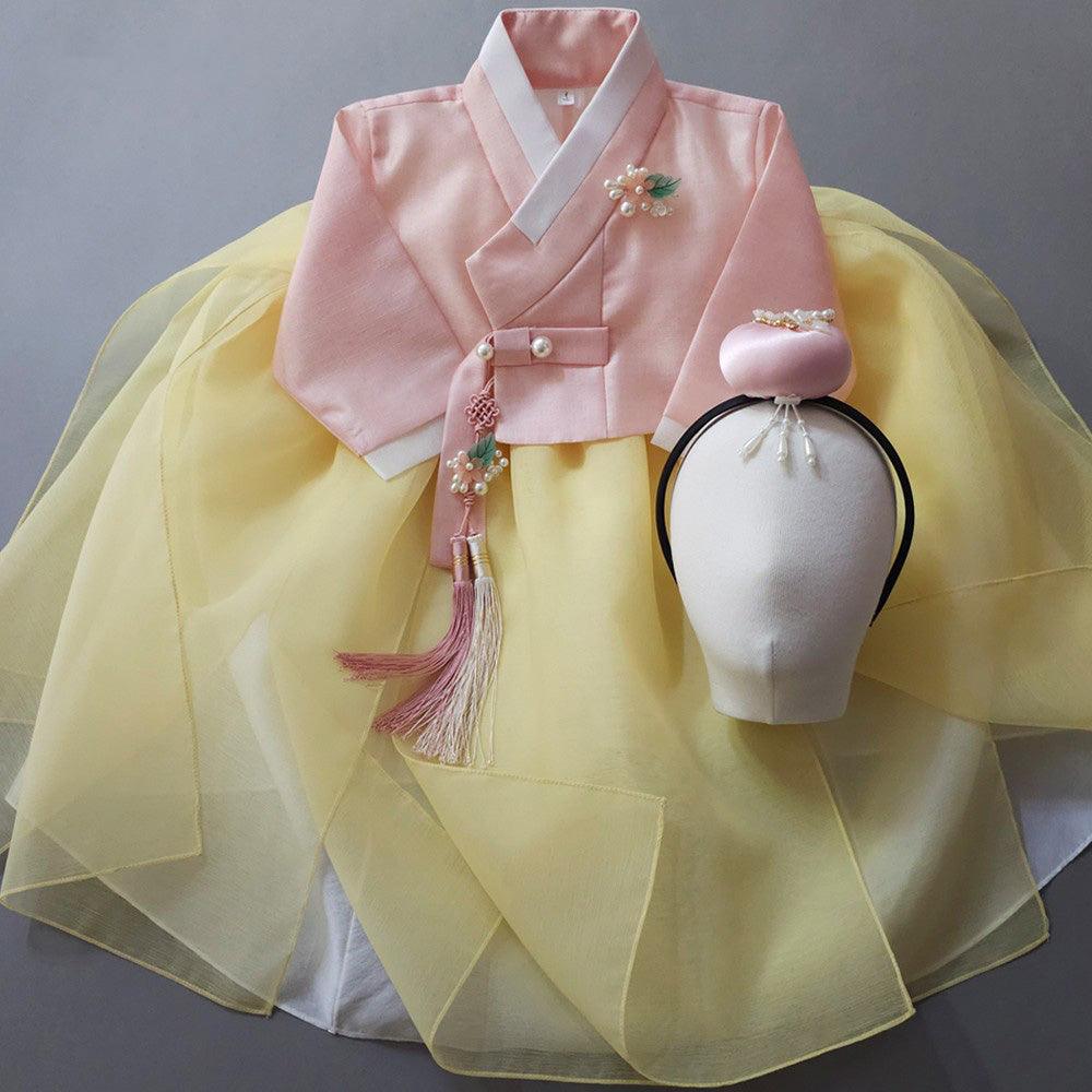 Yumin Flared Yellow Girl Hanbok (100D-15YR) - Native Korean