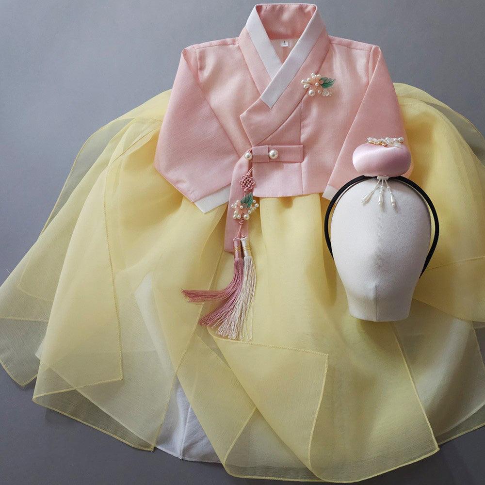 Yumin Flared Yellow Girl Hanbok (100D-15YR) - Native Korean