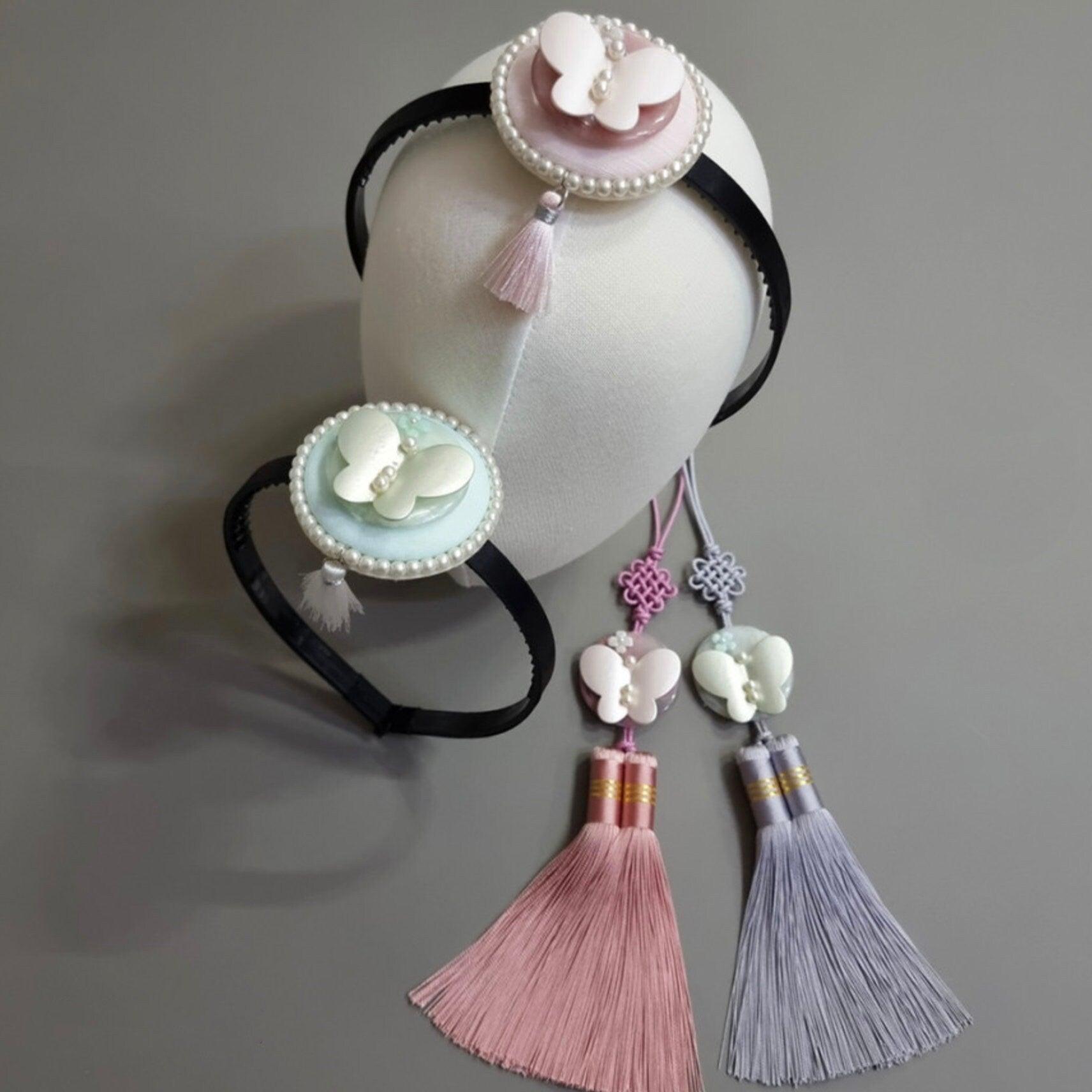 Pastel Butterfly Tassel Headband - Native Korean