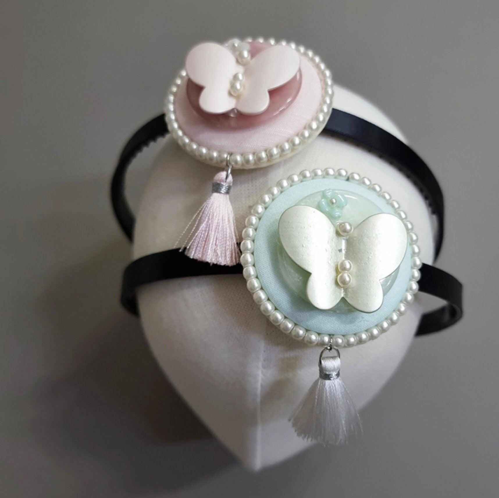 Pastel Butterfly Tassel Headband - Native Korean