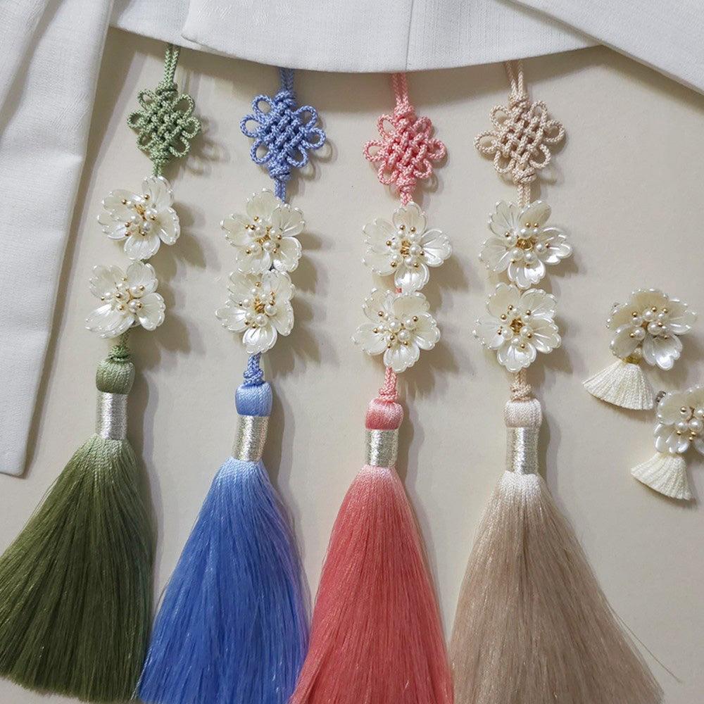 Pastel Luxe Pearl Floral Tassel Norigae - Native Korean