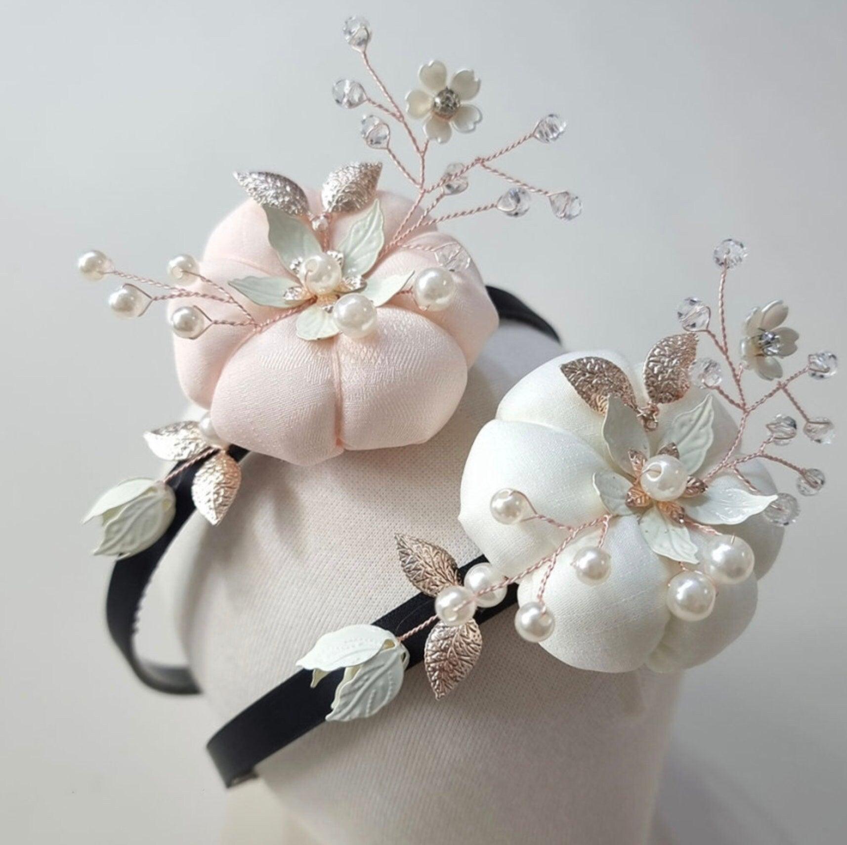 Pearl Floral Pumpkin Headband - Native Korean