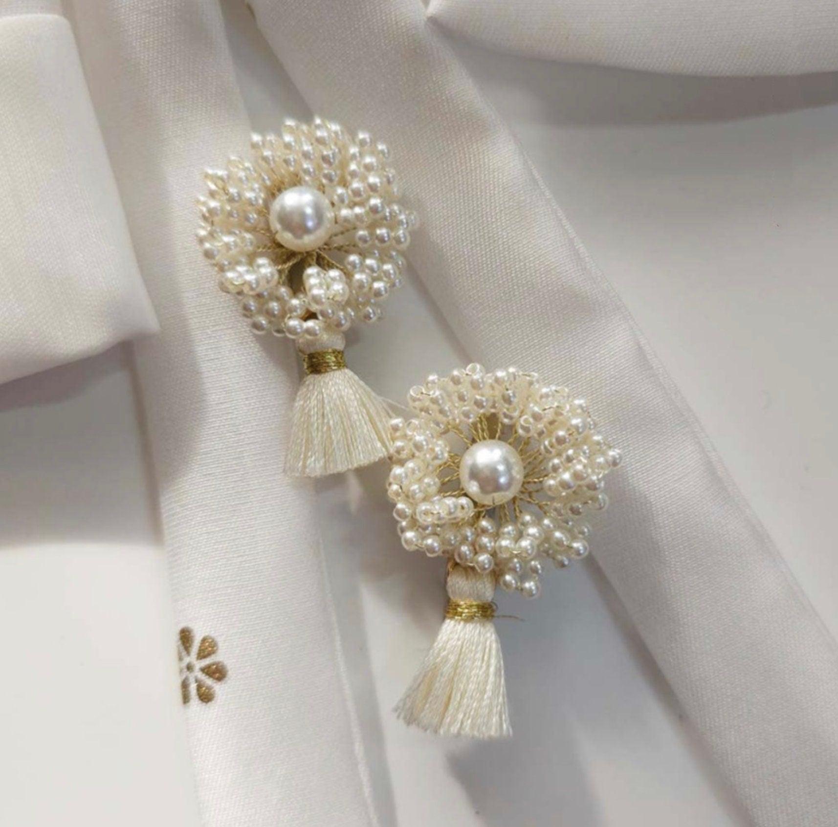 Pearl Floral Tassel Brooch - Native Korean