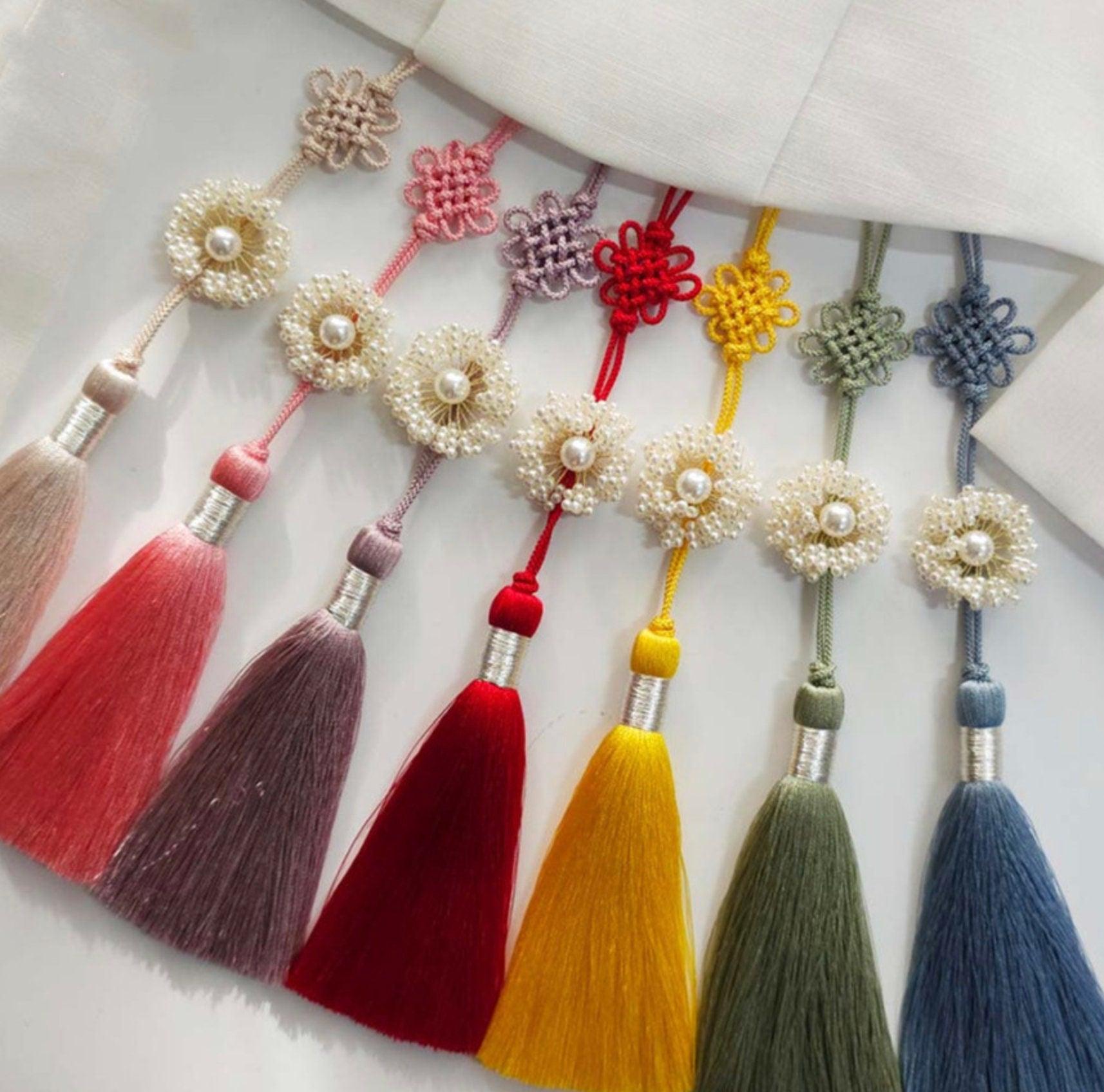 Pearl Floral Tassel Norigae - Native Korean