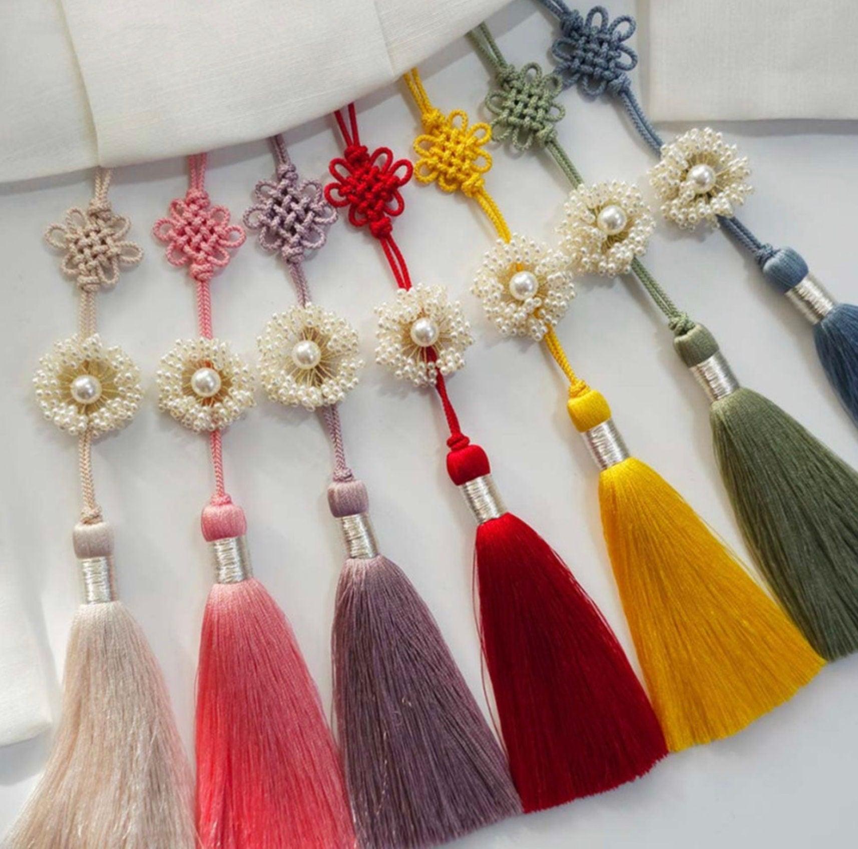 Pearl Floral Tassel Norigae - Native Korean