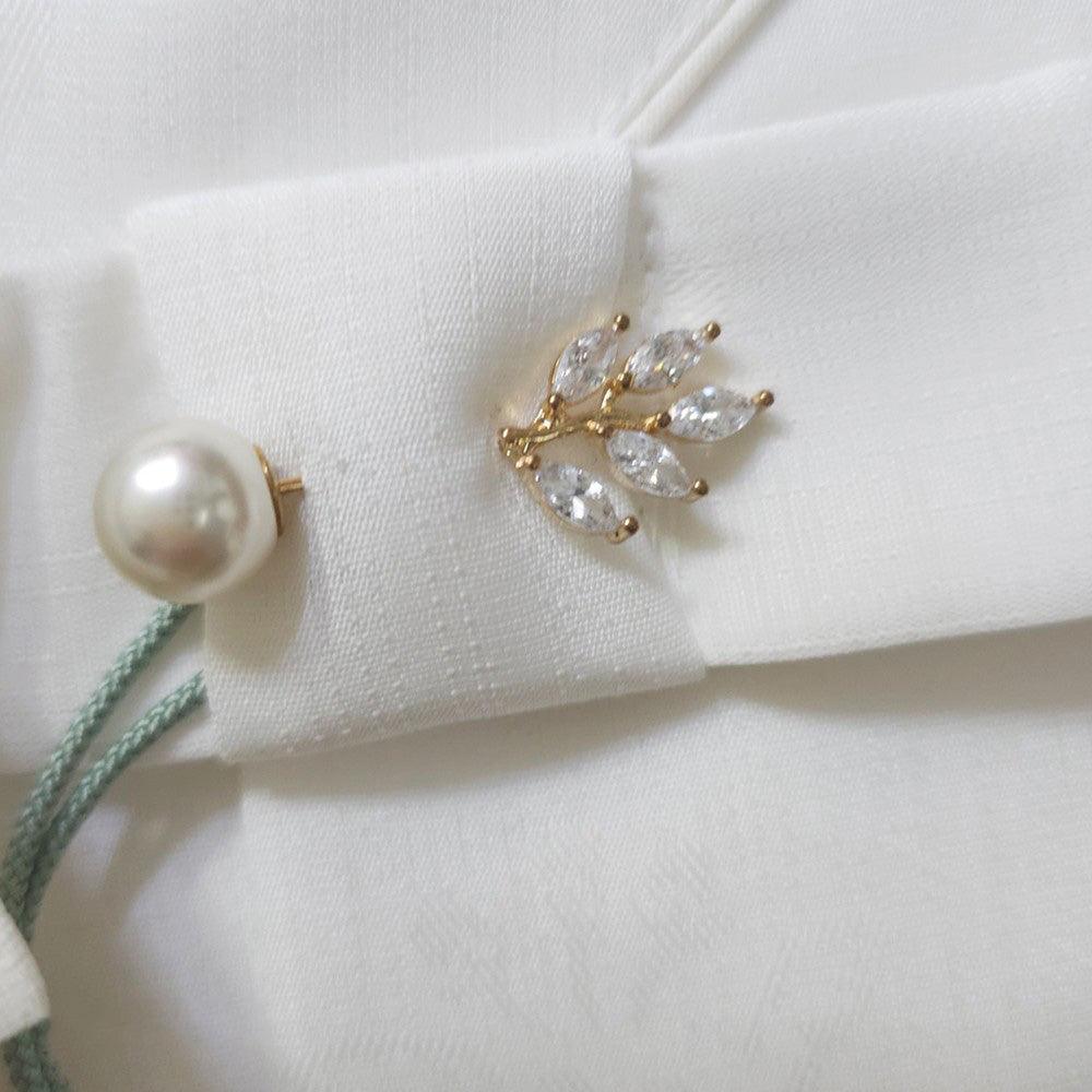 Pearl Leaves Brooch - Native Korean