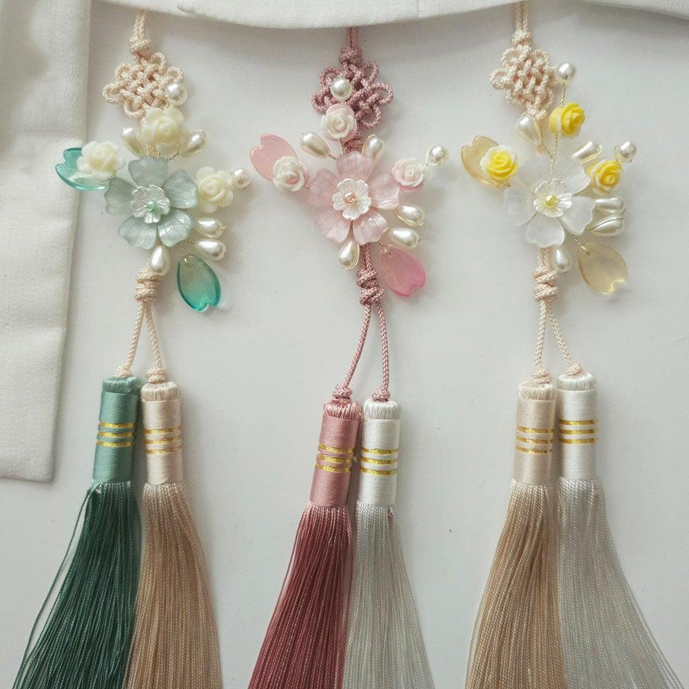 Pearls Floral Tassel Norigae - Native Korean