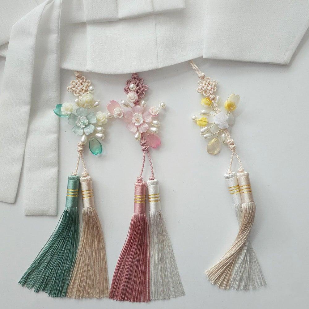 Pearls Floral Tassel Norigae - Native Korean