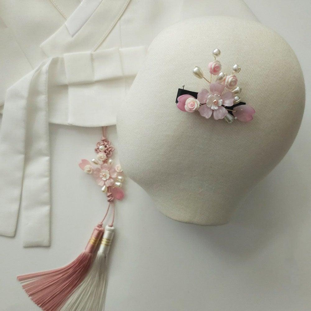 Pearls Floral Tassel Norigae - Native Korean