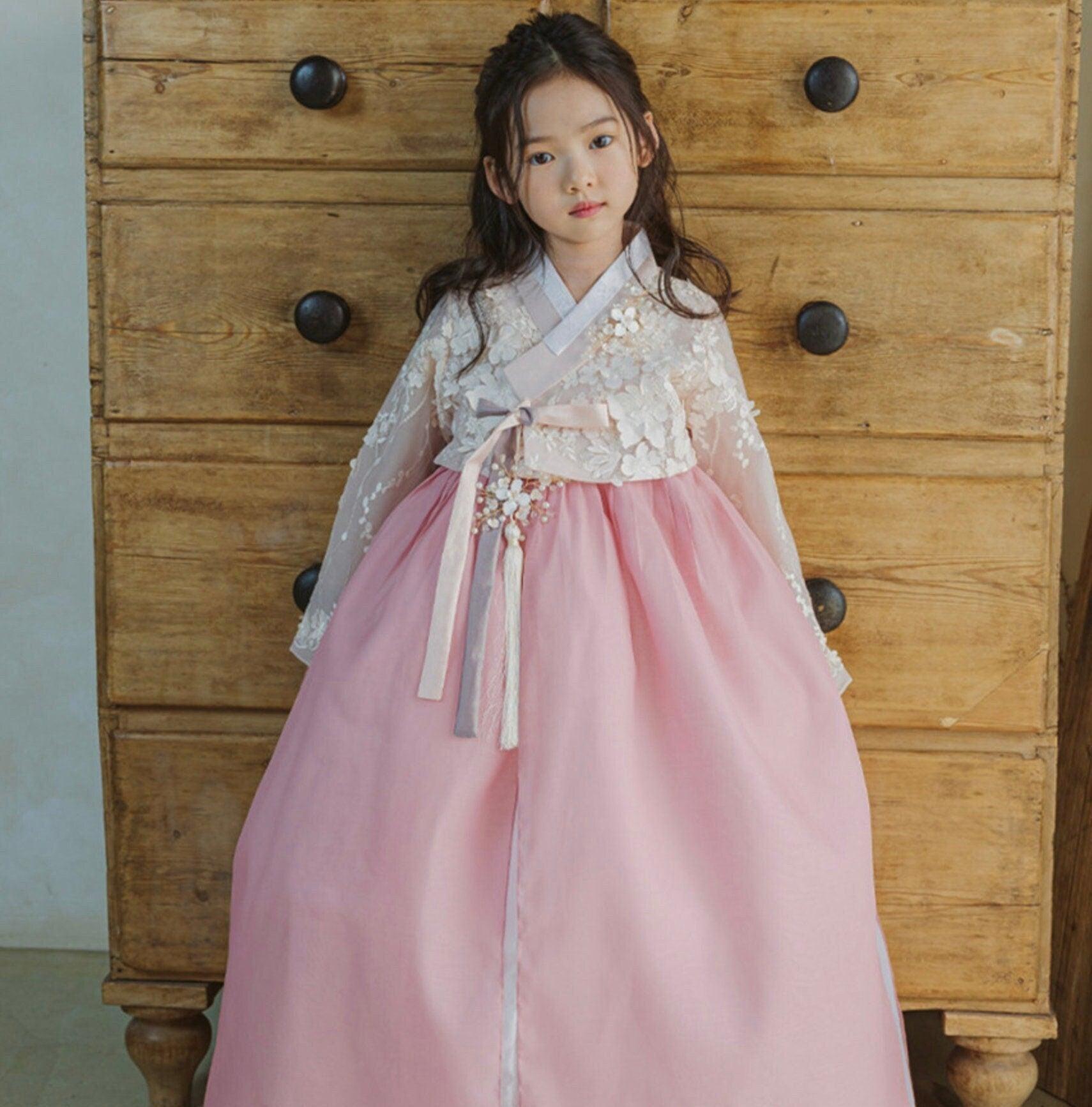 Pink 3D Dress Girl Hanbok (1-8YR) - Native Korean