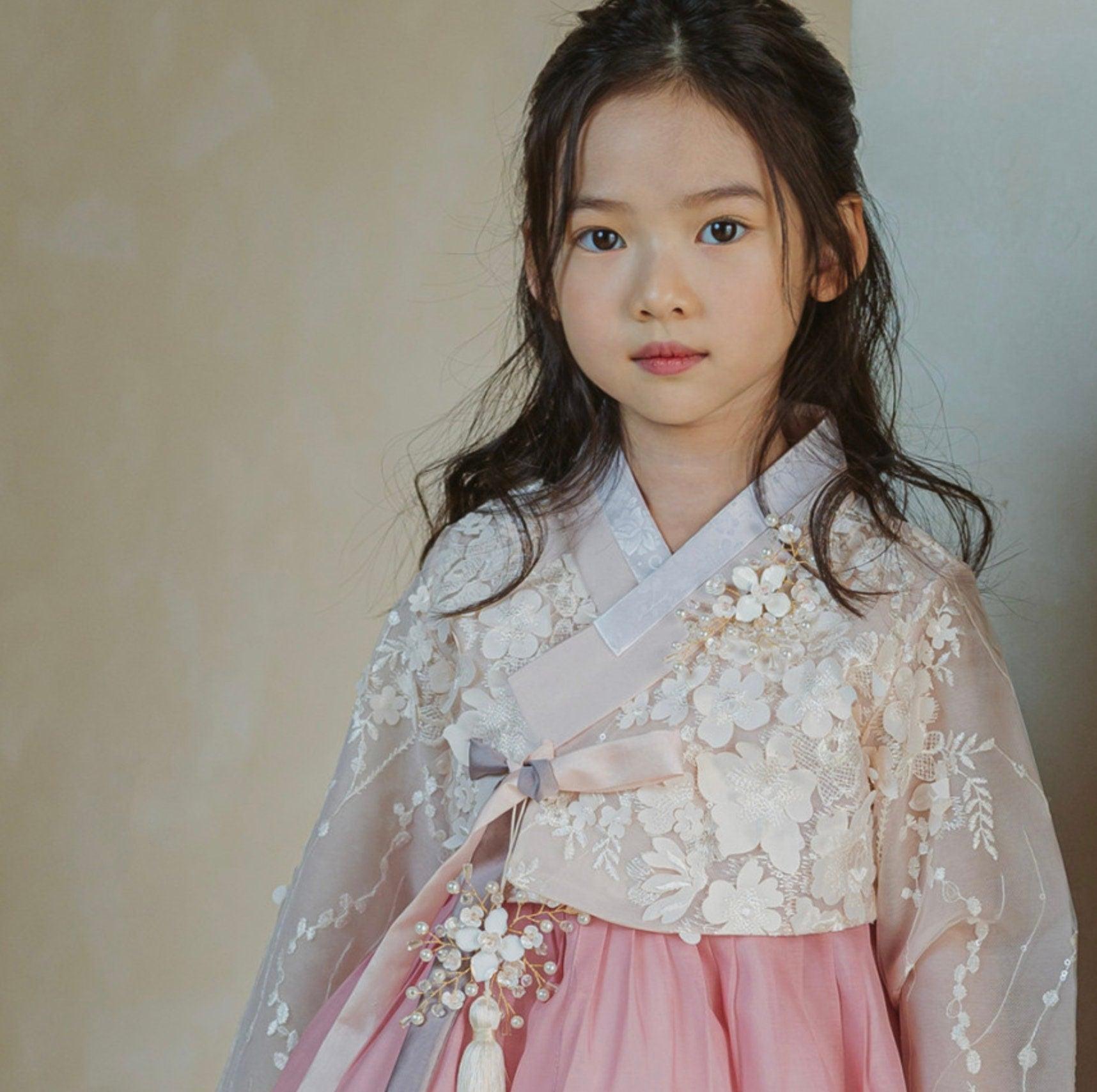 Pink 3D Dress Girl Hanbok (1-8YR) - Native Korean