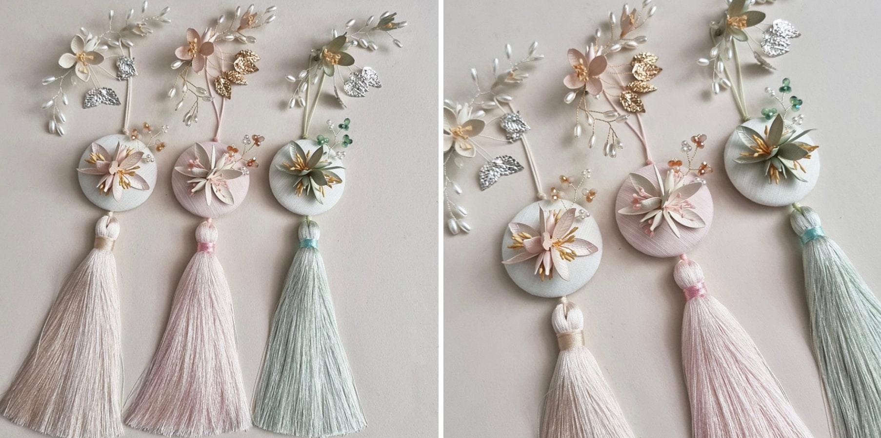 Rustic Floral Tassel Norigae - Native Korean