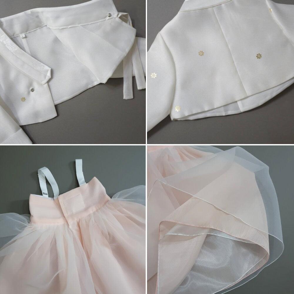 Ryu Ivory Peach Dress Girl Hanbok (100D-8YR) - Native Korean