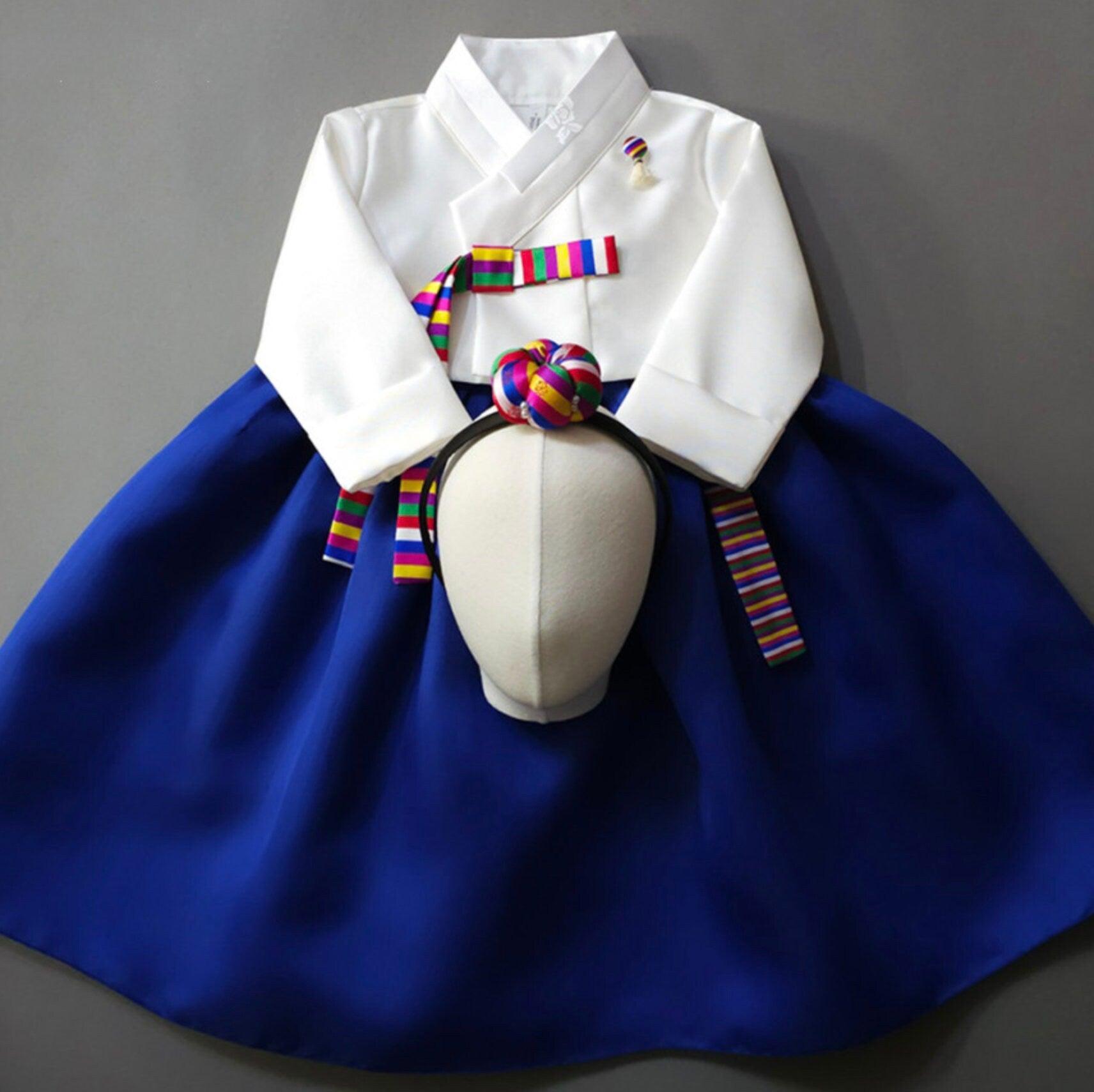 Saekdong Ribbon Blue Girl Hanbok (1-9YR) - Native Korean