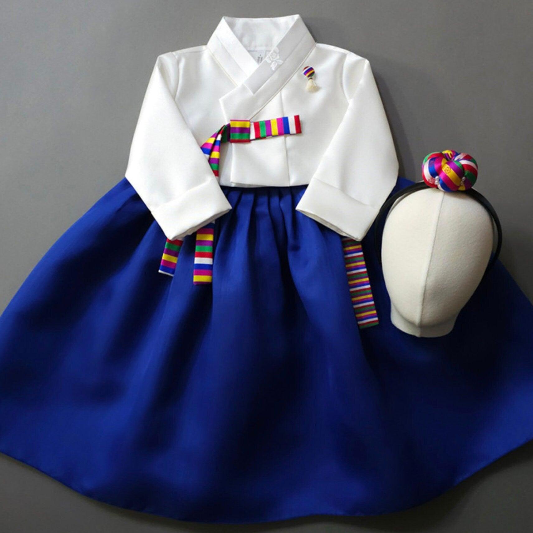 Saekdong Ribbon Blue Girl Hanbok (1-9YR) - Native Korean