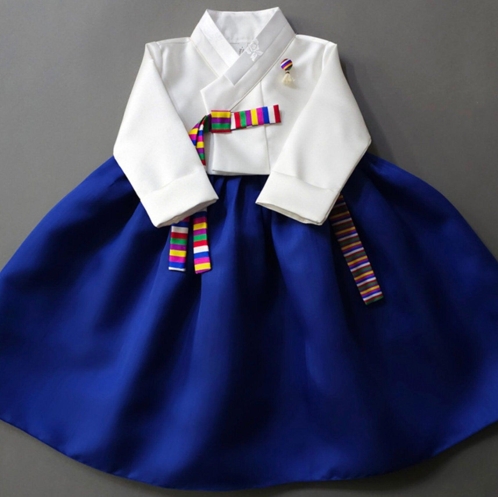 Saekdong Ribbon Blue Girl Hanbok (1-9YR) - Native Korean