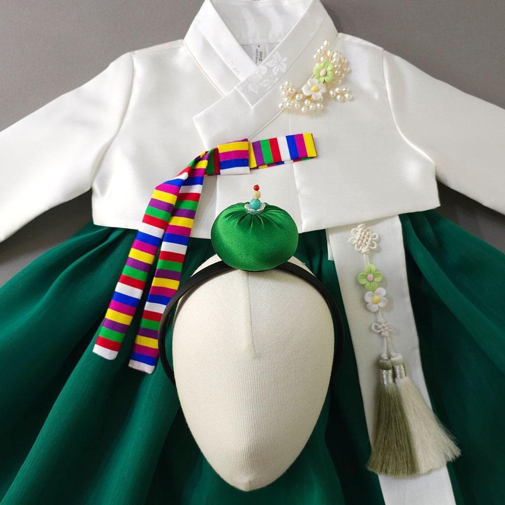 Saekdong Ribbon Green Girl Hanbok (1-9YR) - Native Korean