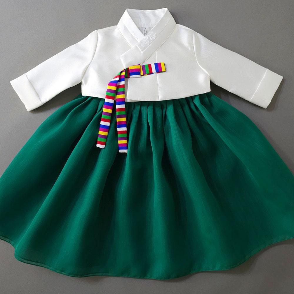 Saekdong Ribbon Green Girl Hanbok (1-9YR) - Native Korean