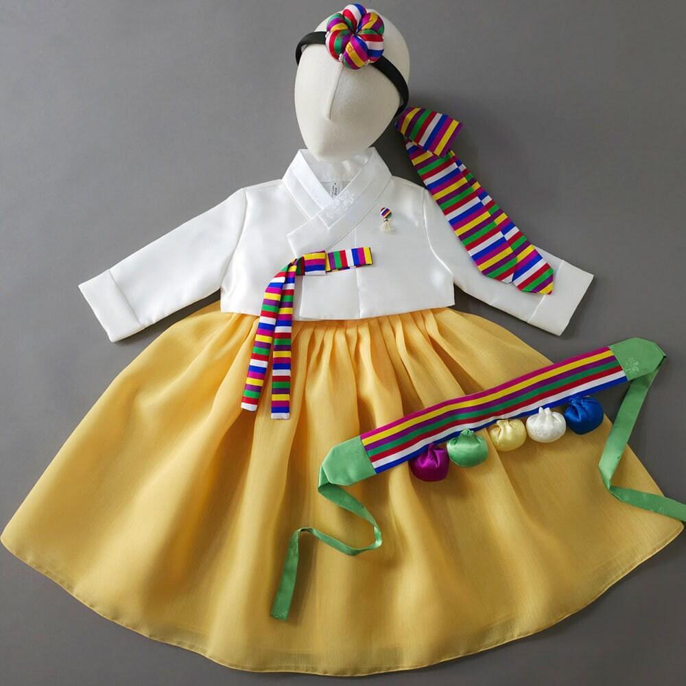 Saekdong Ribbon Yellow Girl Hanbok (1-9YR) - Native Korean