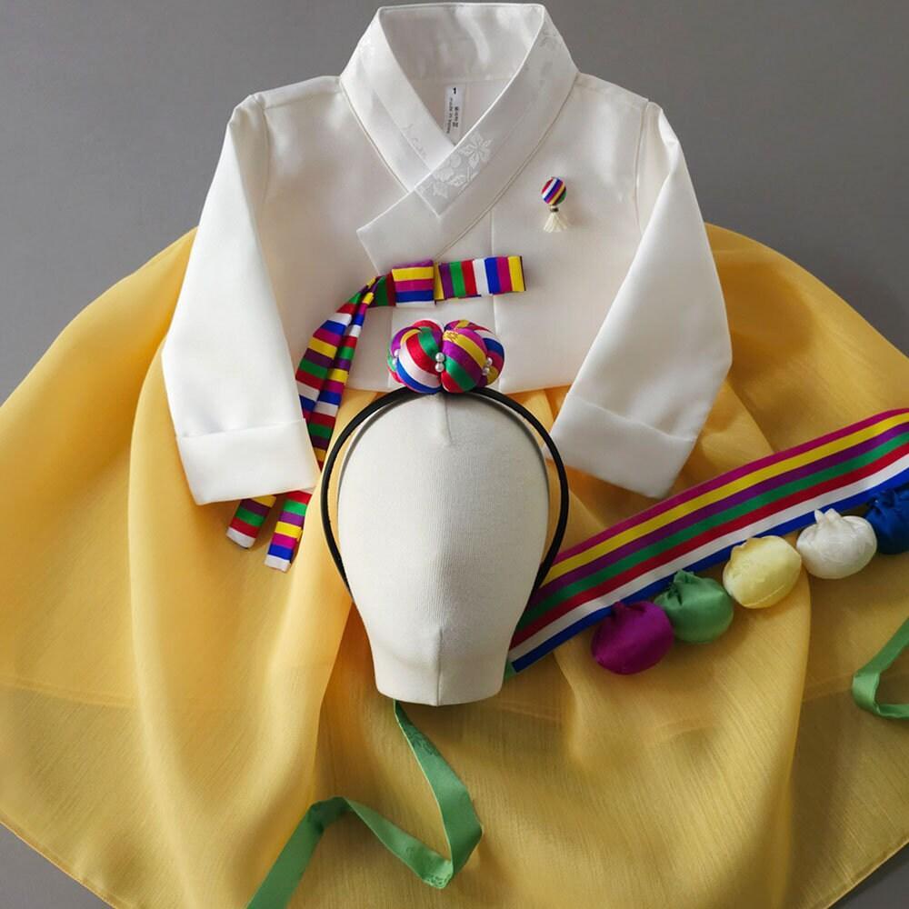 Saekdong Ribbon Yellow Girl Hanbok (1-9YR) - Native Korean