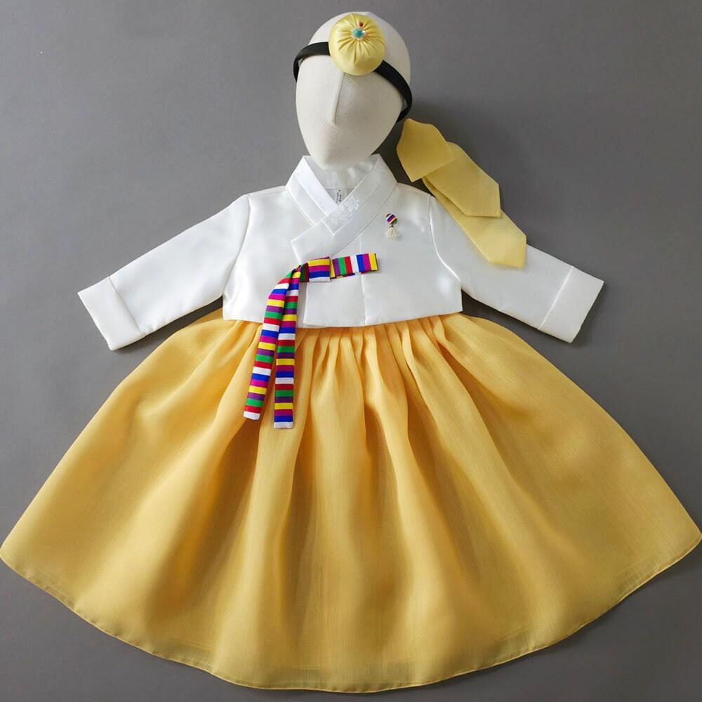 Saekdong Ribbon Yellow Girl Hanbok (1-9YR) - Native Korean