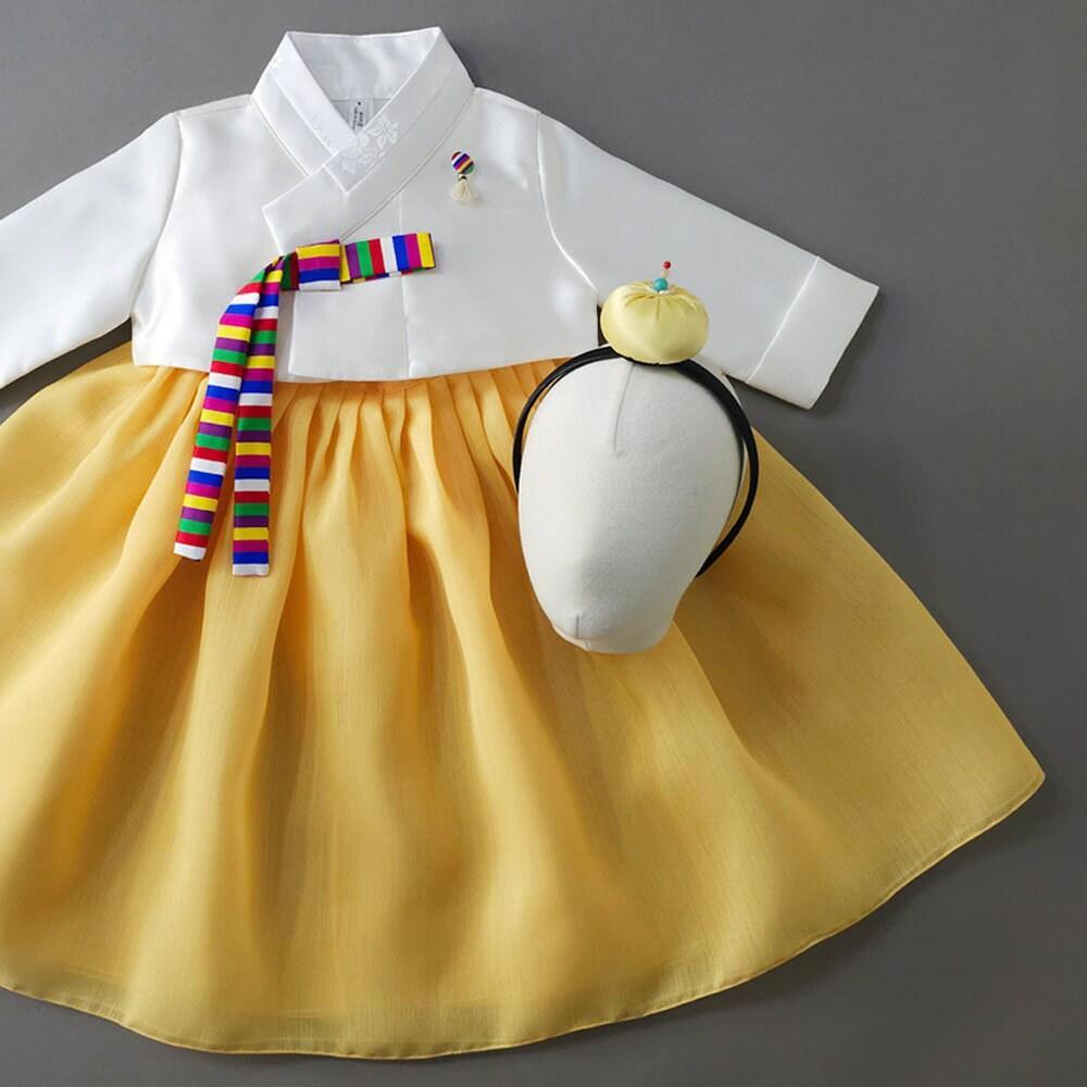 Saekdong Ribbon Yellow Girl Hanbok (1-9YR) - Native Korean