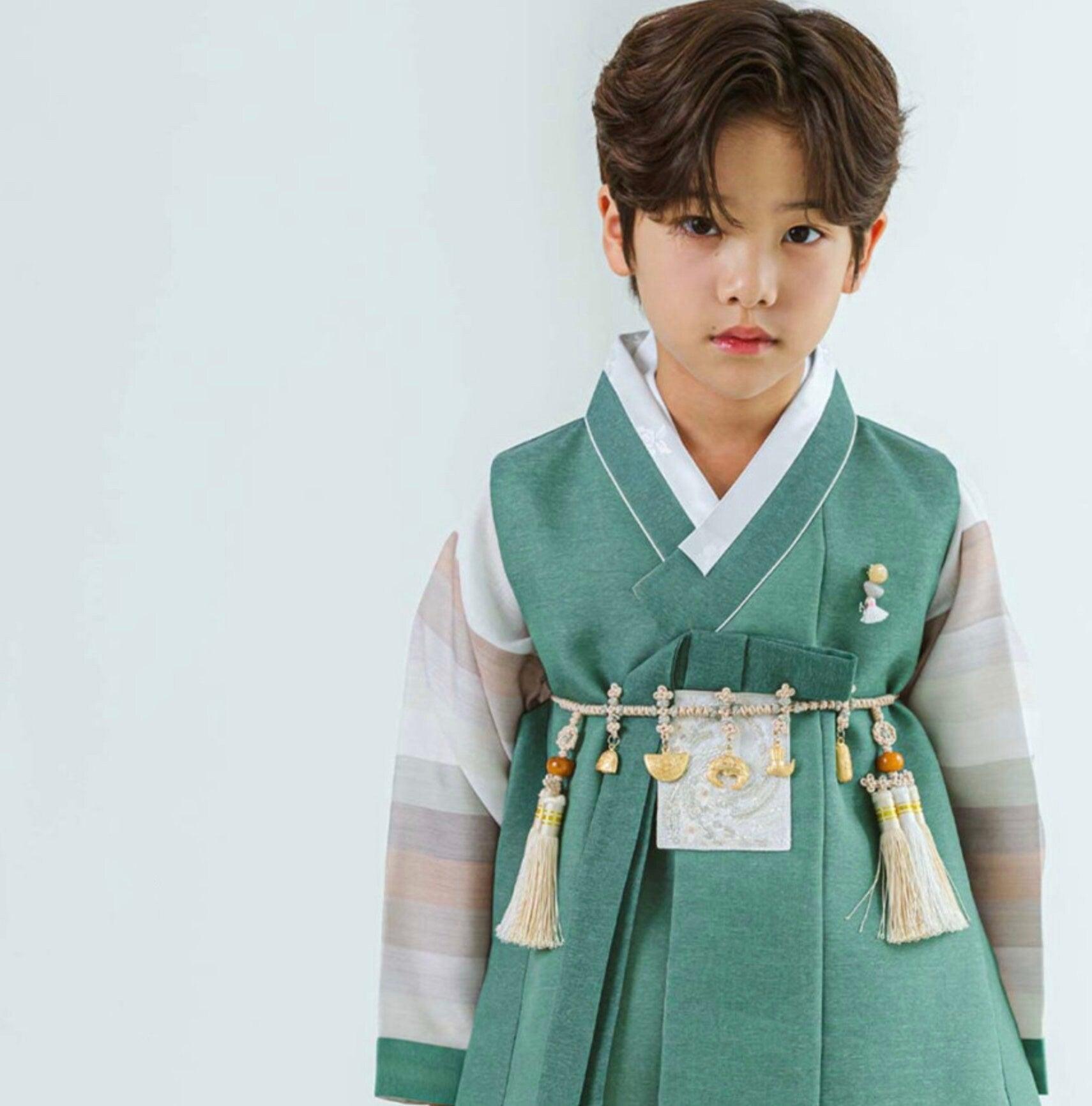 Sangmin Saekdong Green Boy Hanbok (100D-8YR) - Native Korean