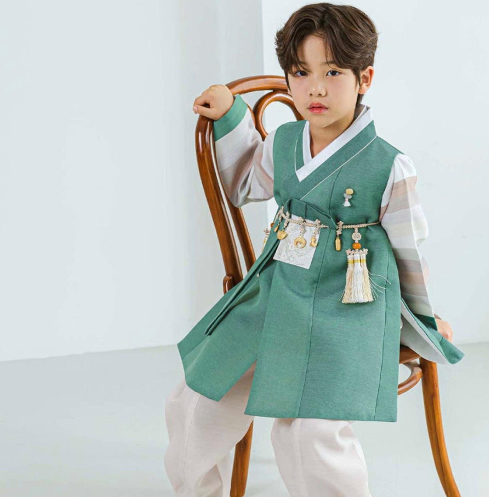 Sangmin Saekdong Green Boy Hanbok (100D-8YR) - Native Korean