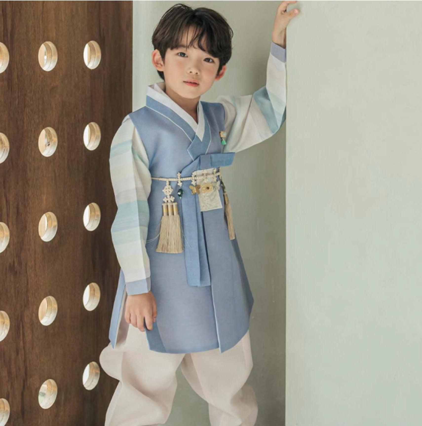 Sangmin Saekdong Sky-Blue Boy Hanbok (100D-8YR) - Native Korean