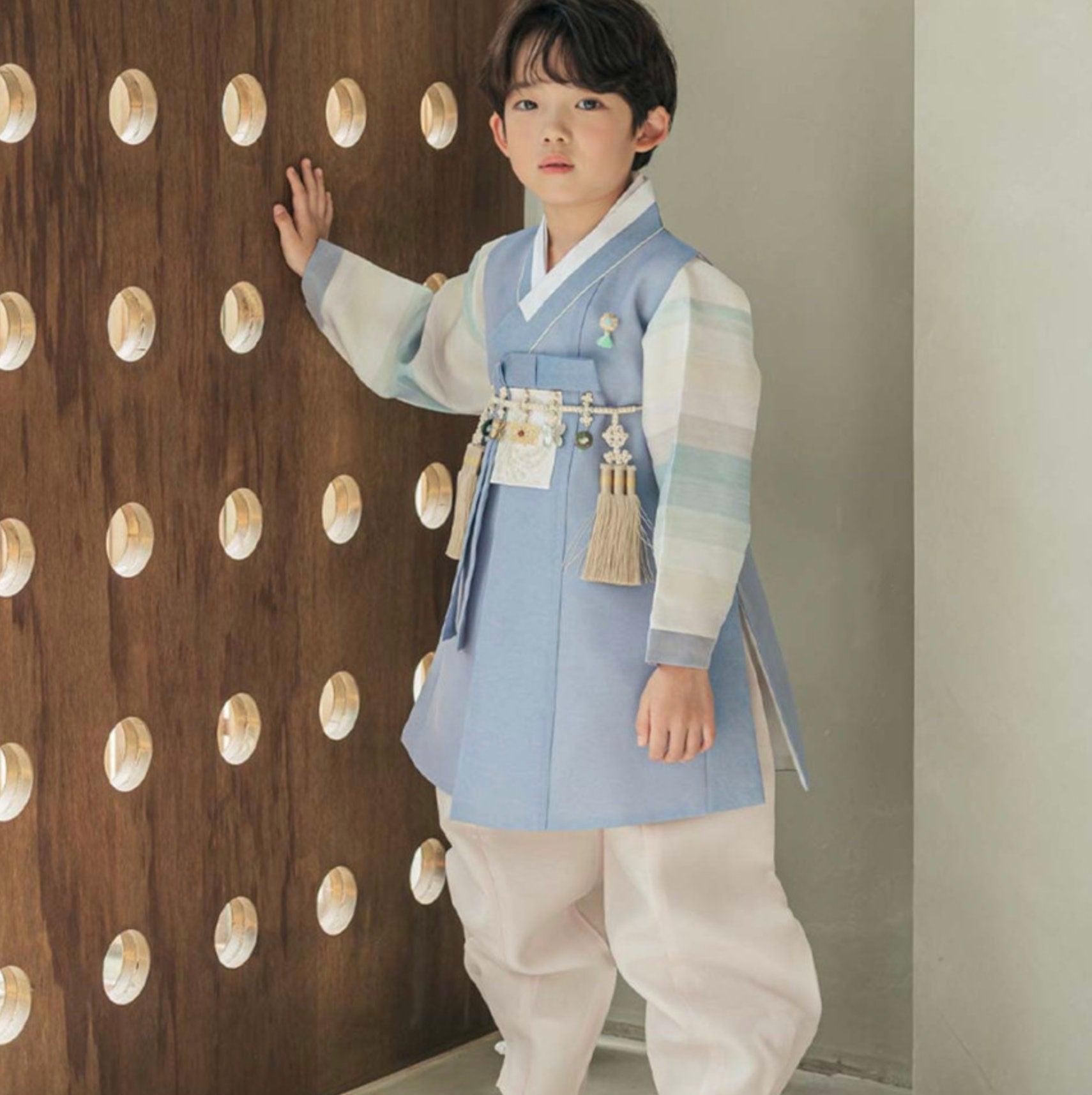 Sangmin Saekdong Sky-Blue Boy Hanbok (100D-8YR) - Native Korean