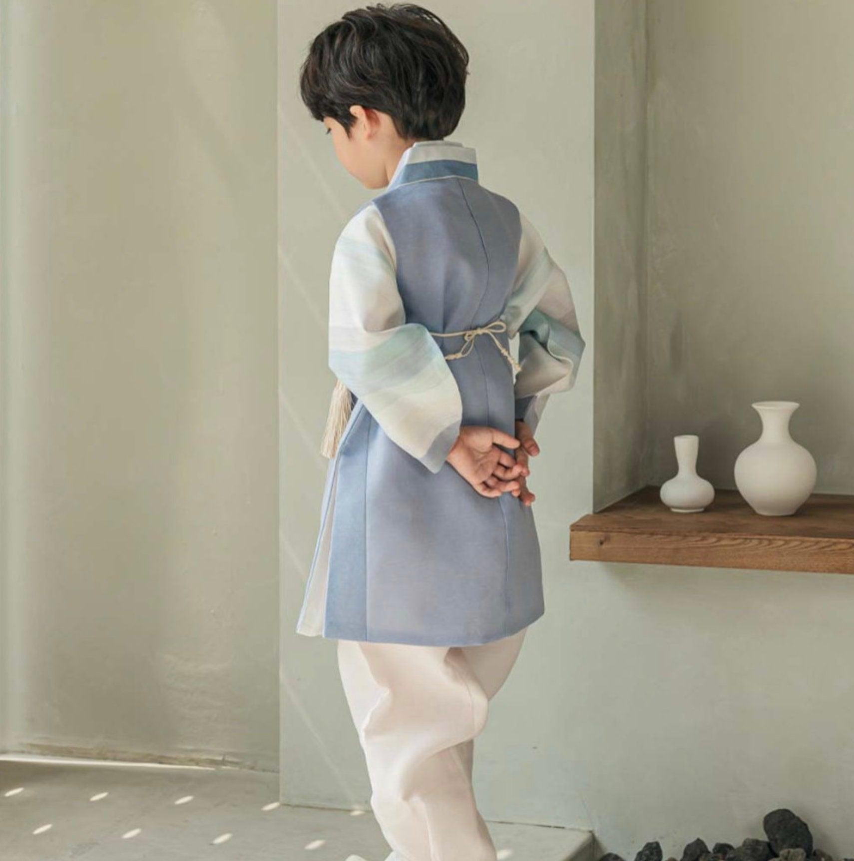 Sangmin Saekdong Sky-Blue Boy Hanbok (100D-8YR) - Native Korean