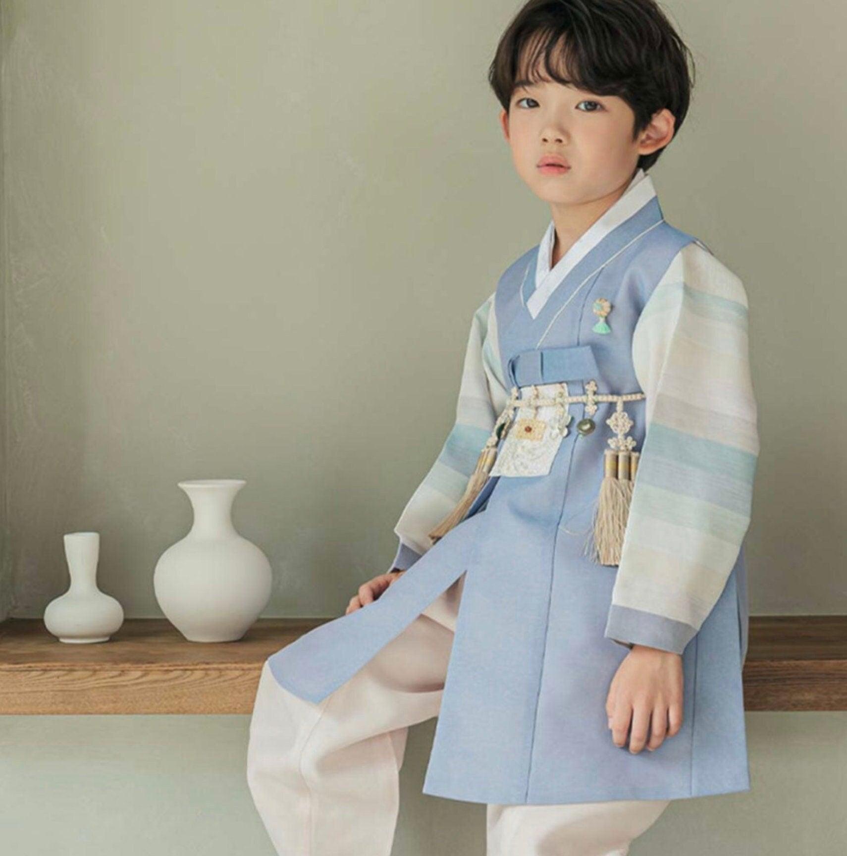 Sangmin Saekdong Sky-Blue Boy Hanbok (100D-8YR) - Native Korean