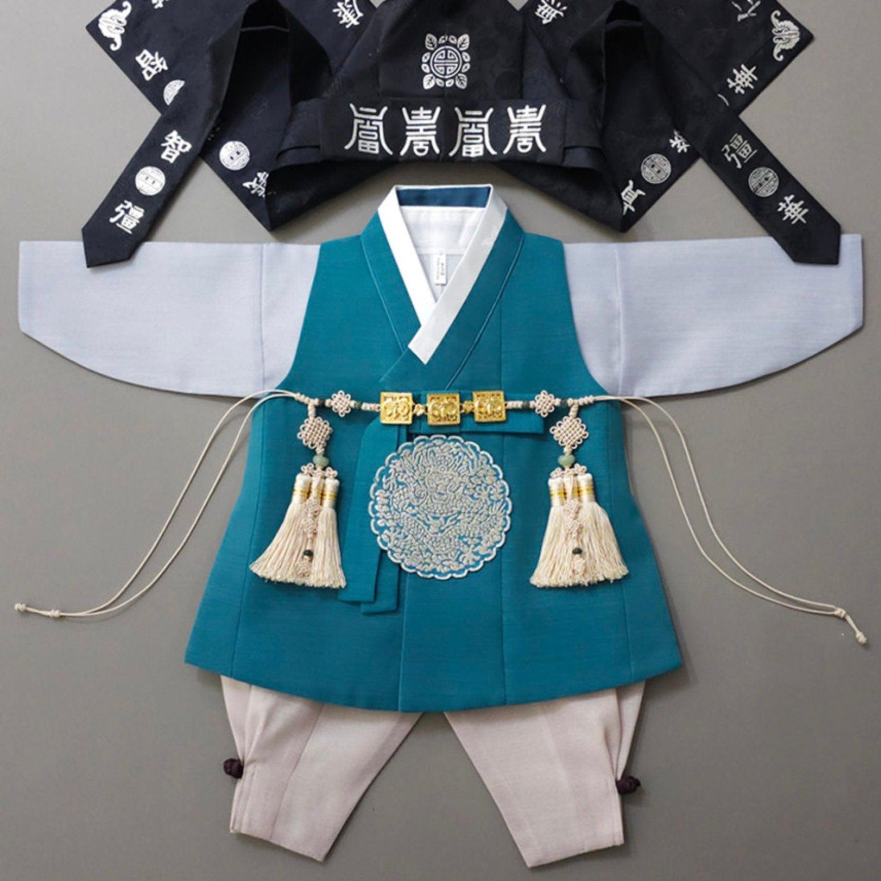 Sejong Teal Boy Hanbok (1-9YR) - Native Korean