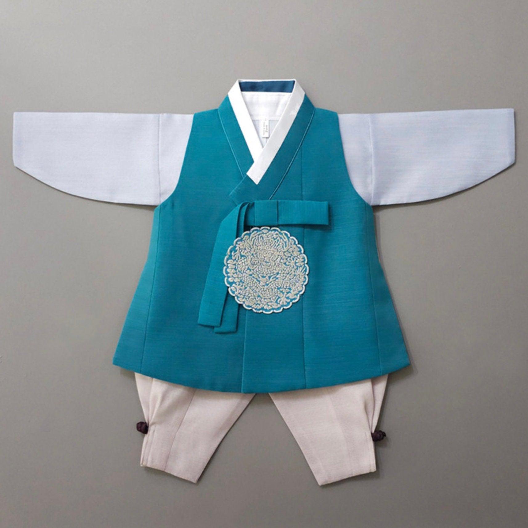 Sejong Teal Boy Hanbok (1-9YR) - Native Korean