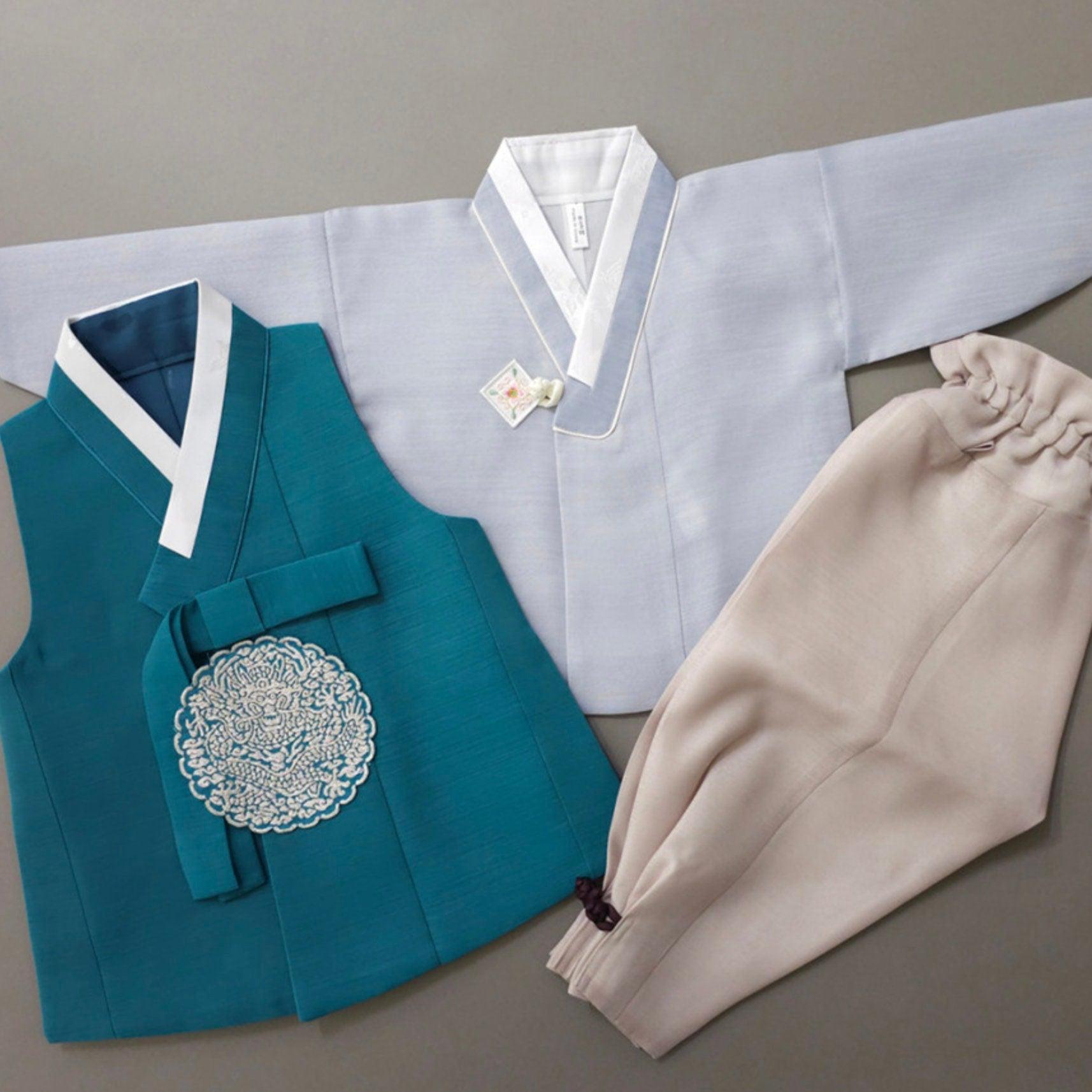 Sejong Teal Boy Hanbok (1-9YR) - Native Korean