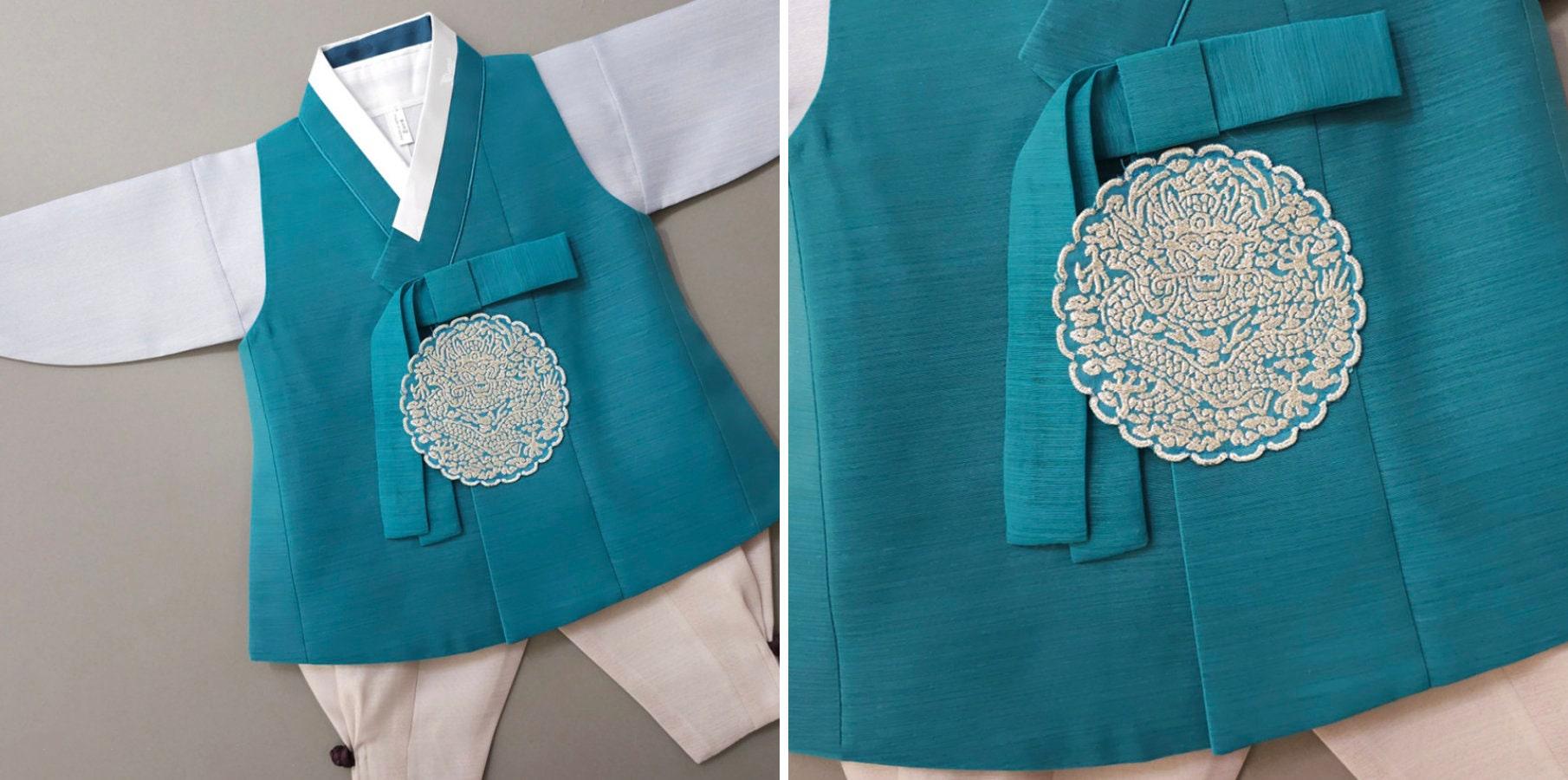 Sejong Teal Boy Hanbok (1-9YR) - Native Korean