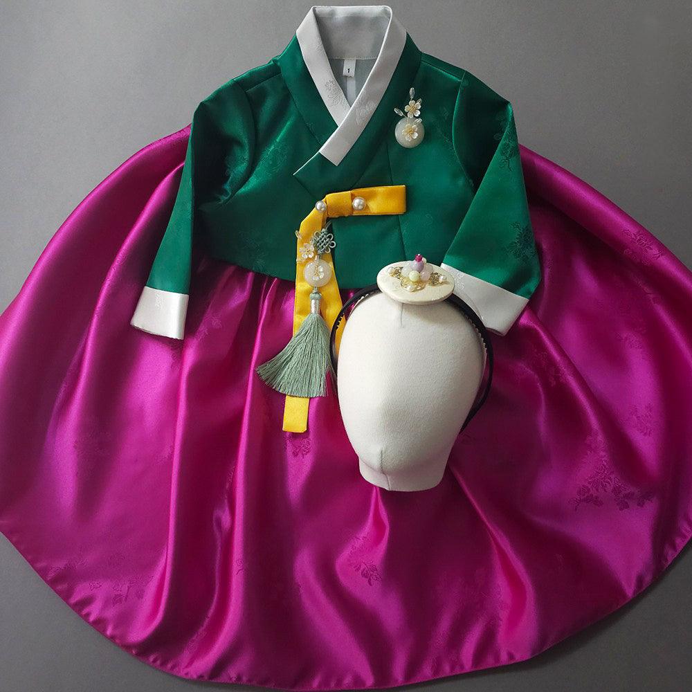 Seojung Green Magenta Girl Hanbok (1-9YR) - Native Korean