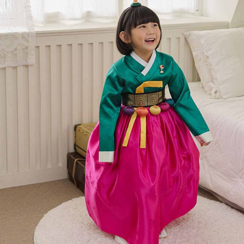 Seojung Green Magenta Girl Hanbok (1-9YR) - Native Korean