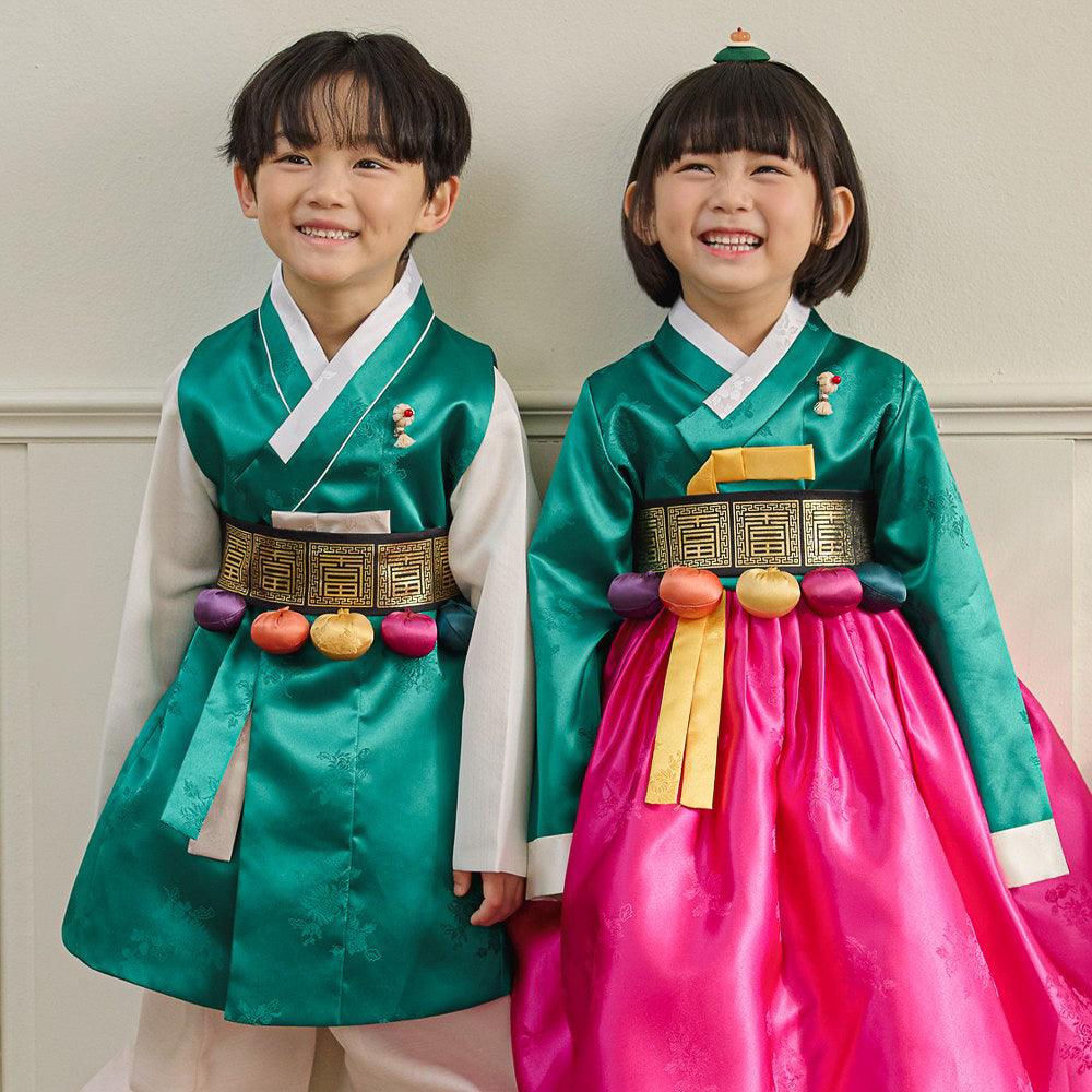 Seojung Green Magenta Girl Hanbok (1-9YR) - Native Korean
