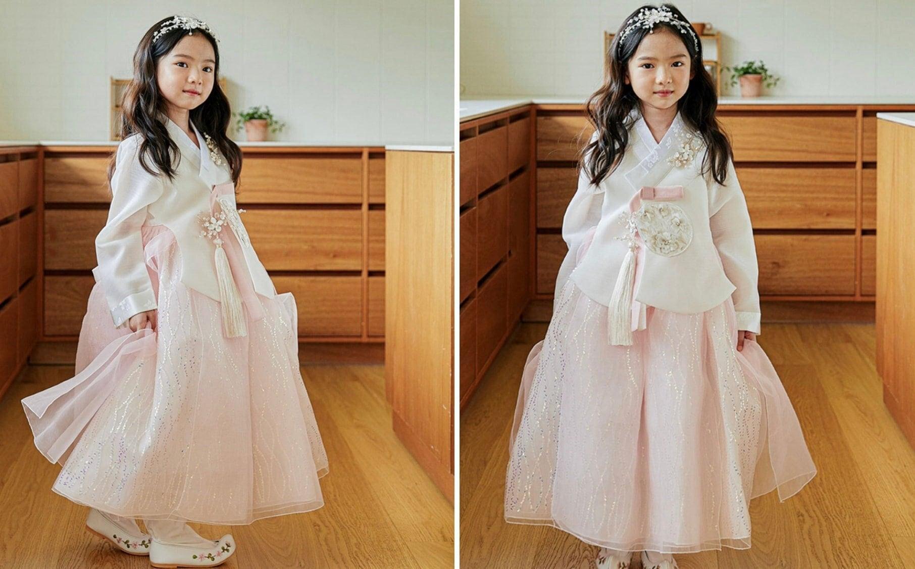 Seulbi 3D Top Dress Hanbok, 1~12y/o girl, Modern Hanbok, Baekil, Dol, Korean store Girl Hanbok, Flower Girl Dress