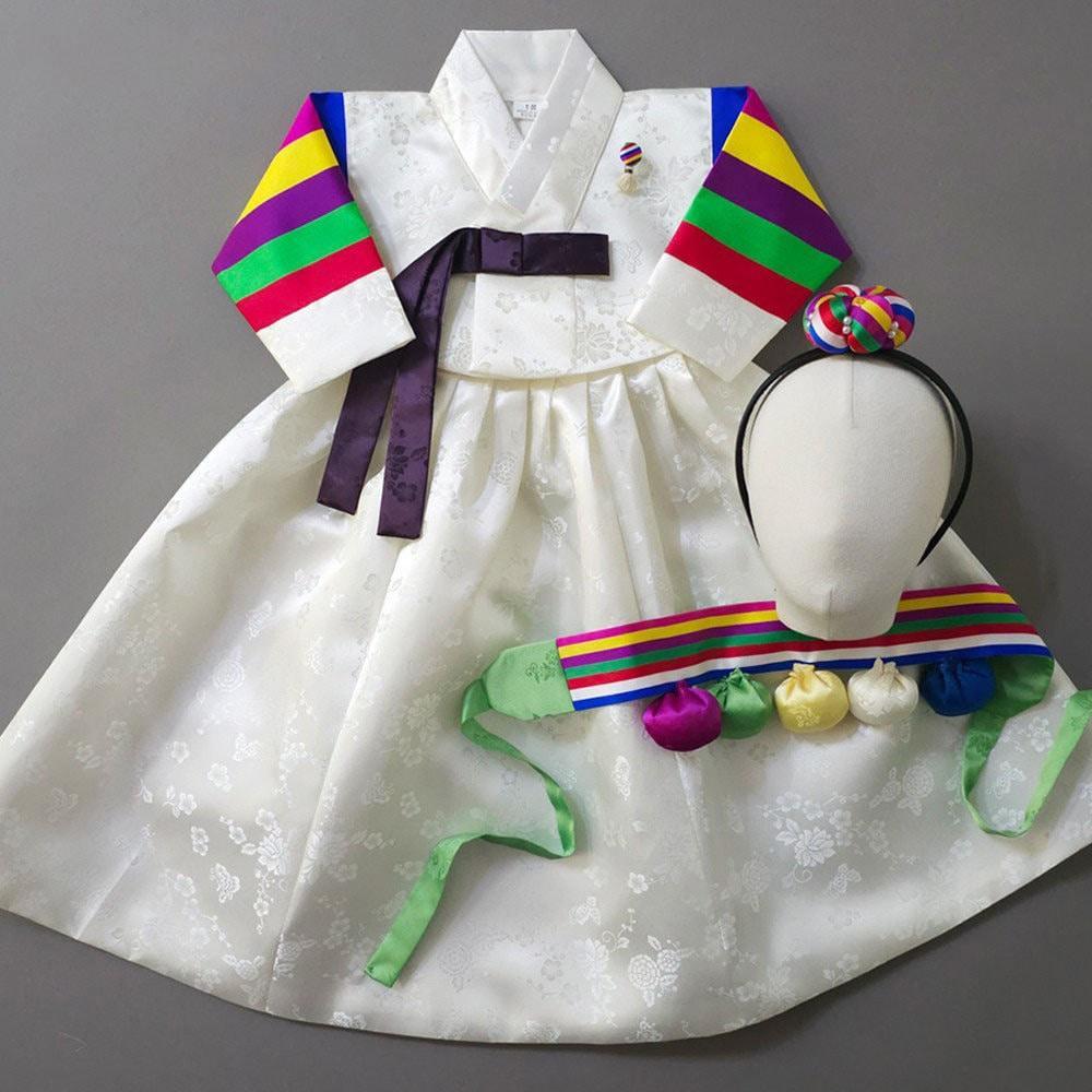 Seunju Ivory Saekdong Jeogori-9 Colors Skirt Girl Hanbok (100D-10YR) - Native Korean
