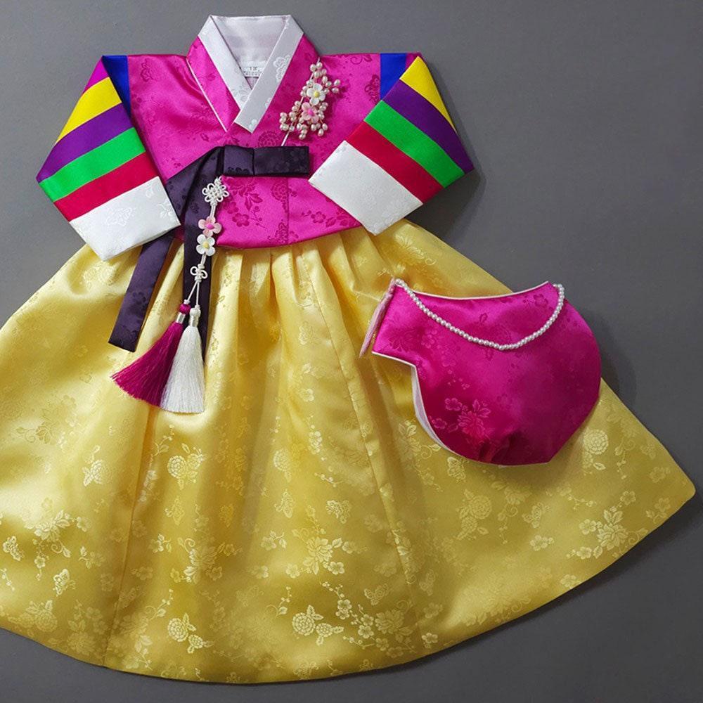 Seunju Magenta Saekdong Jeogori-9 Colors Skirt Girl Hanbok (100D-10YR) - Native Korean