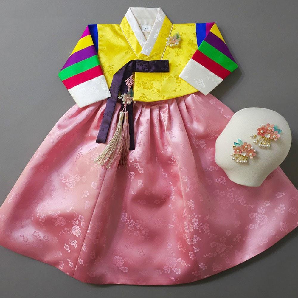 Seunju Yellow Saekdong Jeogori-9 Colors Skirt Girl Hanbok (100D-10YR) - Native Korean