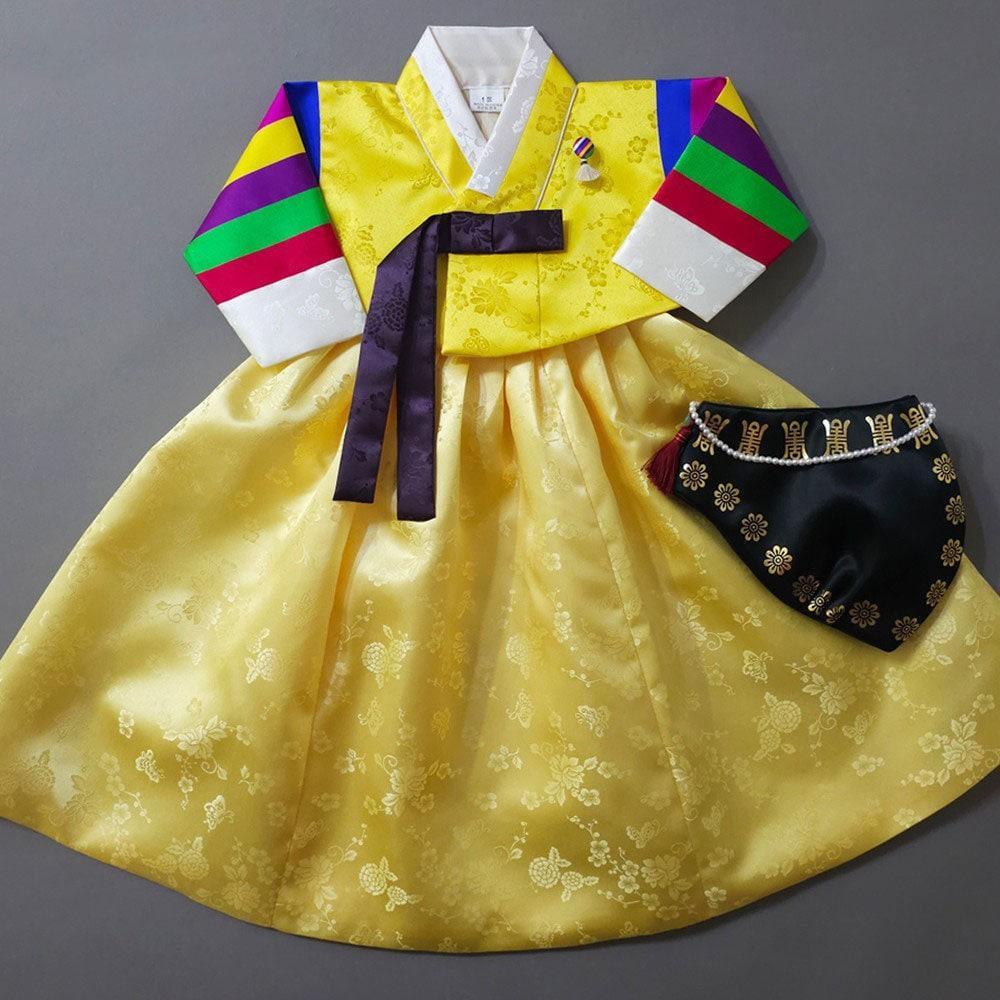 Seunju Yellow Saekdong Jeogori-9 Colors Skirt Girl Hanbok (100D-10YR) - Native Korean