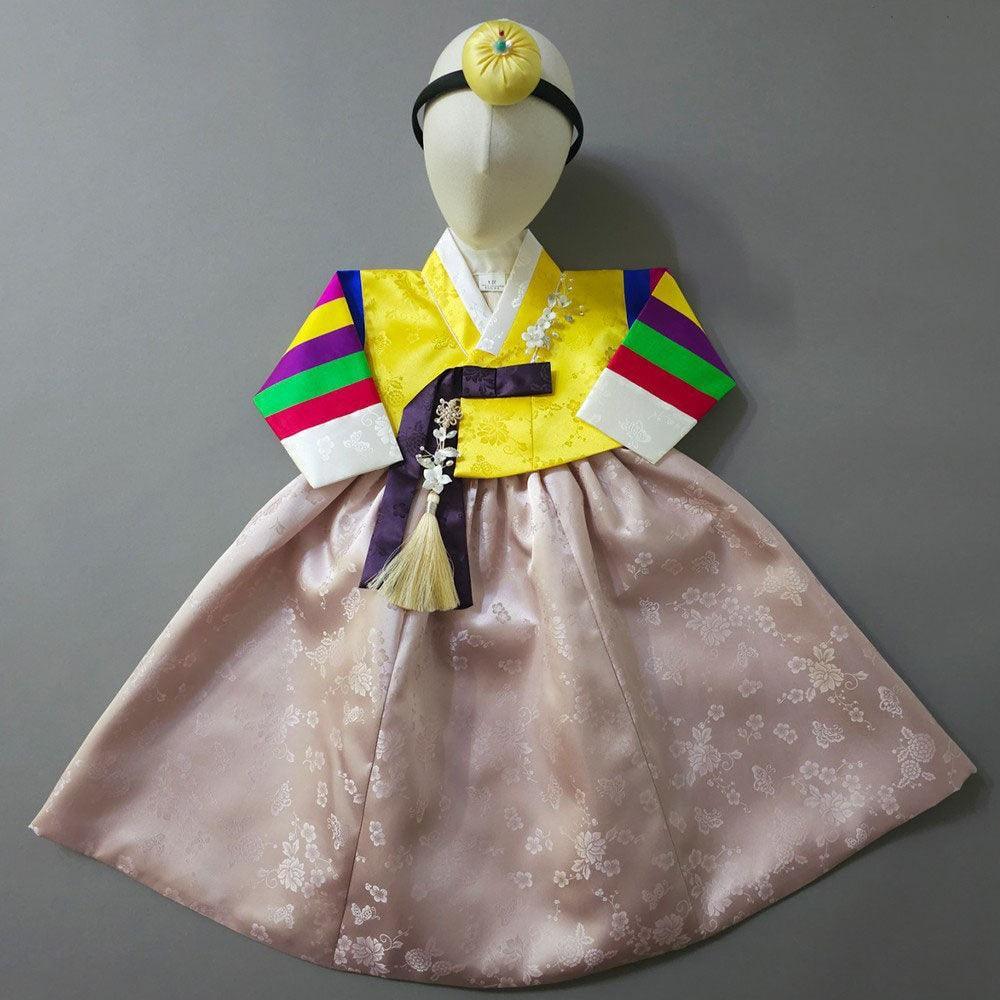 Seunju Yellow Saekdong Jeogori-9 Colors Skirt Girl Hanbok (100D-10YR) - Native Korean