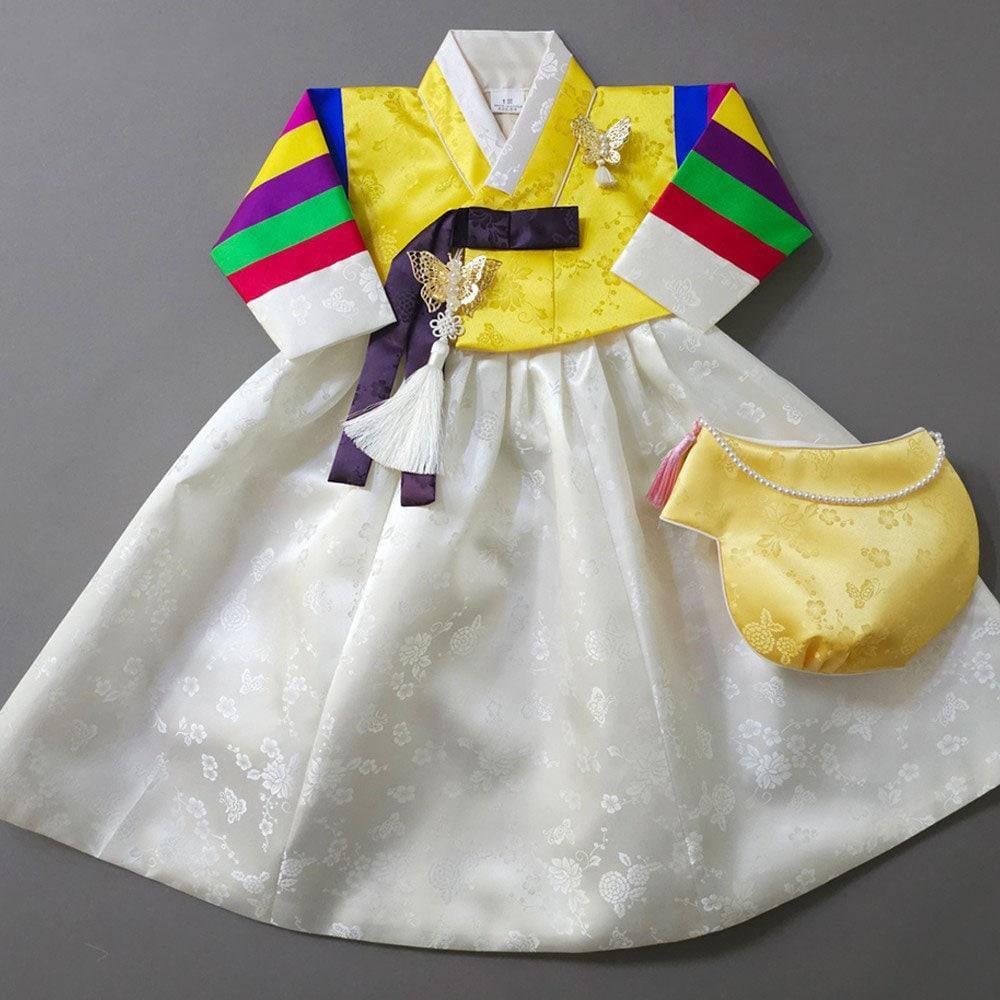 Seunju Yellow Saekdong Jeogori-9 Colors Skirt Girl Hanbok (100D-10YR) - Native Korean