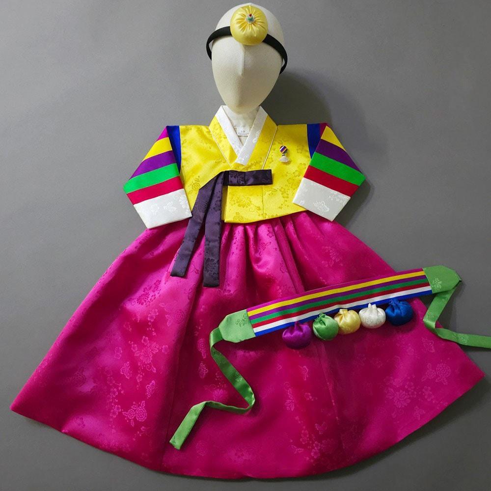 Seunju Yellow Saekdong Jeogori-9 Colors Skirt Girl Hanbok (100D-10YR) - Native Korean