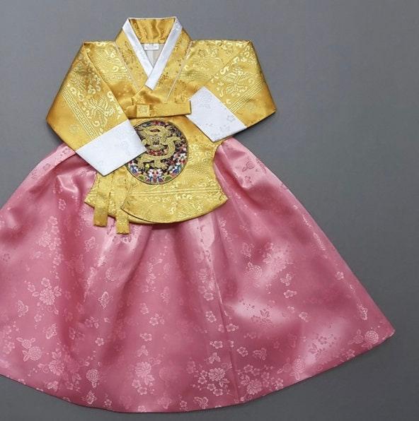 Shiny Pink Skirt Girl Hanbok (100D-1YR) - Native Korean