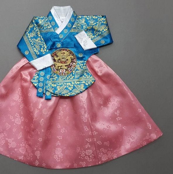 Shiny Pink Skirt Girl Hanbok (100D-1YR) - Native Korean