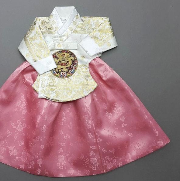 Shiny Pink Skirt Girl Hanbok (100D-1YR) - Native Korean